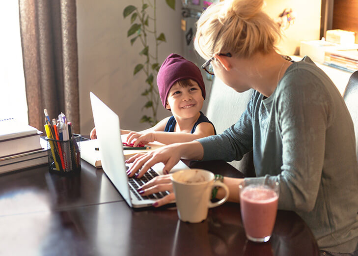 student at home